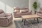 Gresham Grey &amp; Beige Fabric Recliner Sofa