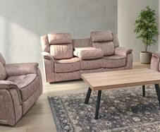 Gresham Grey & Beige Fabric Recliner Sofa