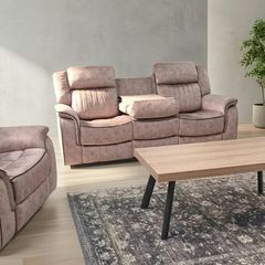 Gresham Grey & Beige Fabric Recliner Sofa