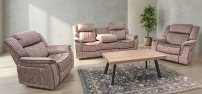 Gresham Grey & Beige Fabric Recliner Sofa