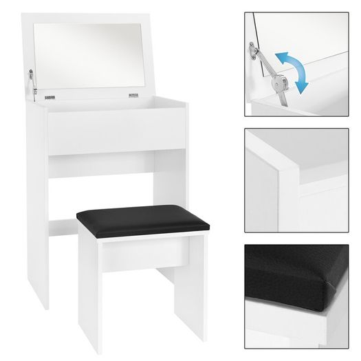 Dressing table with mirror and  stool