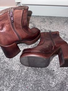 Tan Leather Platform Boots