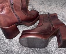 Tan Leather Platform Boots