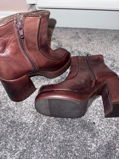 Tan Leather Platform Boots