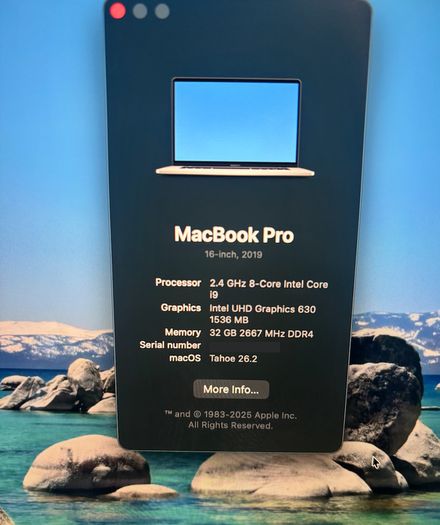 MacBook Pro A2141(16-inch, 2019, Four Thunderbolt 3 ports)