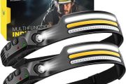 2-Pack-Head Torch Rechargeable-Super-Bright-LED-Headtorch-Headlamp with Sensor Control-Headlight-10 Light Modes-IPX4 Waterproof-Adjustable Strap-Lightweight-For Running-Camping-Cycling-Fishing,