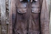 Mans brown leather coat