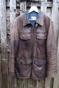 Mans brown leather coat