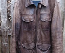 Mans brown leather coat