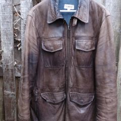 Mans brown leather coat