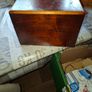19th Century Victorian writing slope. It features a hinged lid that opens to create a sloped writing surface, traditionally lined with velvet. The box includes built-in compartments for storing pens, inkwells, and documents., postage available Image 8