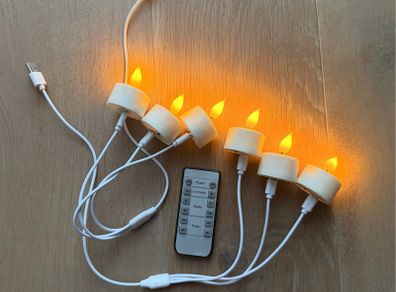Rechargeable Candles with Remote, 6pcs LED Flameless Flickering Tea Lights USB