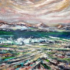 Acrylic Art On Canvas 87x65cm, Irish Coastal Seascape Art | Mayo, Ireland