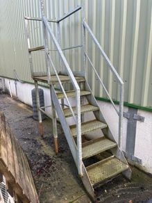 Galvanised steps with platform