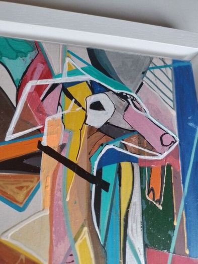 Original Painting of a Dog Framed Original Abstract Painting of Dog  Fauvist Art Figurative Art
