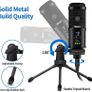 USB Microphone Metal Computer Condenser PC Mic for Gaming Podcasting Streaming Recording Voiceover YouTube Skype Twitch Zoom Cardioid with Tripod Compatible with Desktop Laptop Windows Image 3