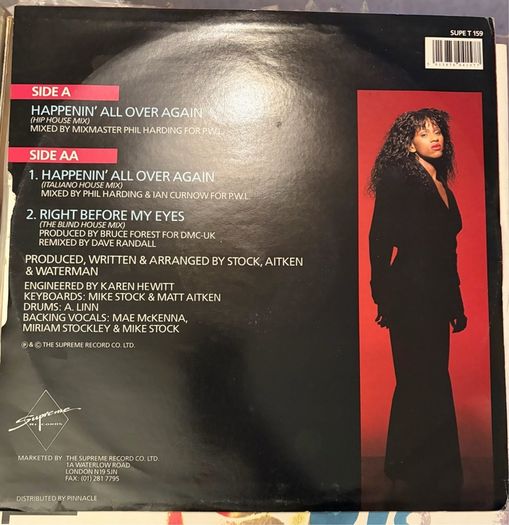 Lonnie Gordon Happenin All Over Again Original 1990 UK 12inch SUPET 159