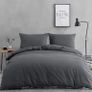 Bedding Set with Fitted Sheet - Double Duvet Cover with Pillowcases and 40cm Deep Pocket Bed Sheet Dark Grey 4 Pieces Bedding Set MULTIPLE SIZES AVAILABLE (FREE POSTAGE) Image 2