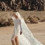 Daughters of Simone Designer Short Wedding Dress with Cape 60's Mod Image 5