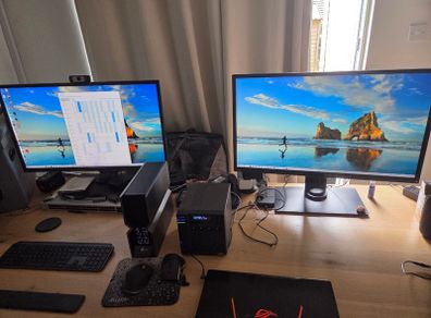 For Sale: Pro-Cleaned HP Z840 Powerhouse Workstation Setup + 32TB Internal Storage, Diskless Fantec Enclosure, Dual 32" Monitors & Logitech MX Combo