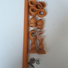 Wooden Curtain Pole set including 17 wooden rings