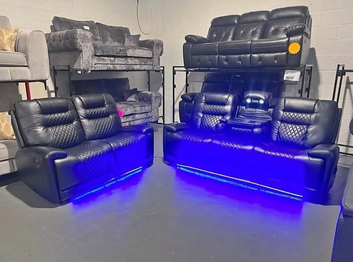 Halifax Leather Electric Recliner Corner Sofa - USB Ports - LED LIGHTS - CUP HOLDERS