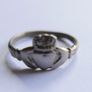 Vintage Rolled Gold Claddagh Ring - silver tone, size O Image 4