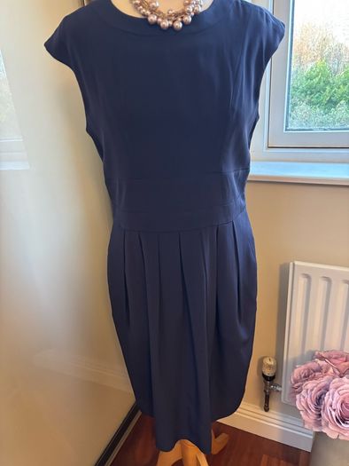 Paul Costelloe Collection Shift / Sleeveless Navy Dress with Signature Lining - Size 12