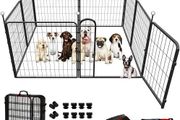 Dog Playpen Indoor/Outdoor 81.3cm High,Portable Puppy Playpen with Easy-Carry Straps,8 Panels Dog Pen Play Pen for Small/Medium Dogs,Rustproof Pet Playpen for Camping RV Yard(with One Door)
