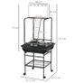 Steel Bird Table, Bird Feeder stand, with Perches, Stainless Steel Feed Bowls, Trays - Dark Grey Image 3