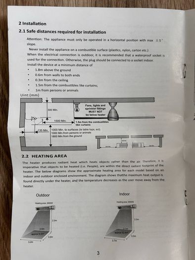 Infra-red heater (indoor or outdoor use)
