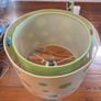 Vintage Double Layer Drum Lampshade in Cream and Lime Image 2