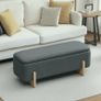 Storage stool with storage, bench with foam padding, linen-look, 111 x 44 x 44.5 cm, Dark gray Image 4