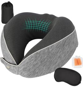 Travel Pillow, Memory Foam Neck Pillow for Travel, Soft Neck Support Pillow, Quick Pack Flight Pillow for Airplane, Train, Car, Office Sleeping Rest (FREE POSTAGE)