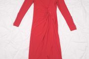 Joseph Ribkoff Red V-Neck Long Sleeve Draped Wrap Bodycon Midi Dress 12UK/40EU