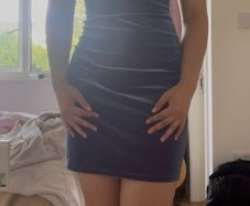 90s Blue velvet off shoulder mini dress