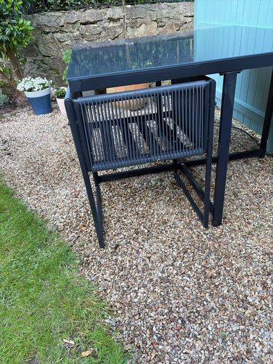 garden table and four chairs