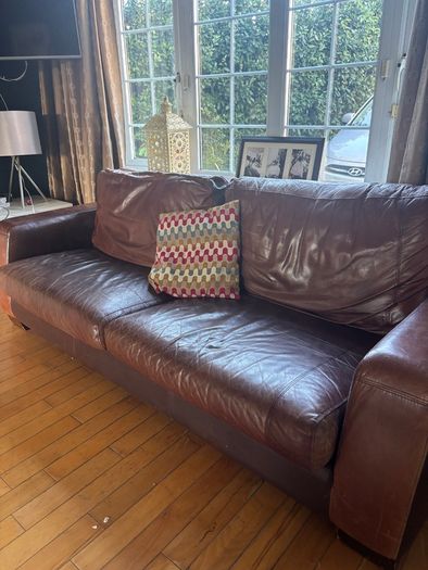 Brown leather couch