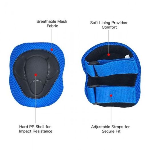 7 in 1 Kids Protective Gear Set - Helmet, Knee, Elbow & Wrist Pads Red
