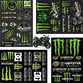 4-Piece Monster Energy Sticker Motorcycle Cool Motorcycle Helmet Sticker - Stickers for Motorcycles, Skateboards, Cars and Off-Road Bikes
