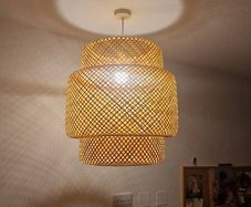 Rattan pendant light cover