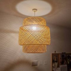 Rattan pendant light cover