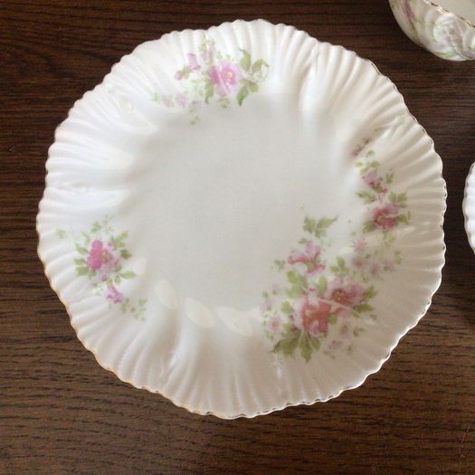 Edwardian Unstamped Ornate Porcelain Tea cup saucer and side Trio