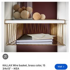 Ikea Kallax wire baskets brass colour