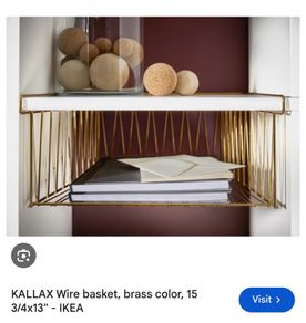 Ikea Kallax wire baskets brass colour
