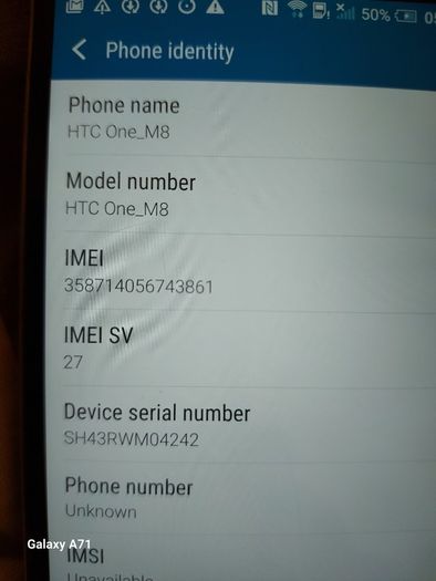 HTC One-M8, 1.8GB Ram, 16GB HDD, O2 network I think, working fine, Does show wear