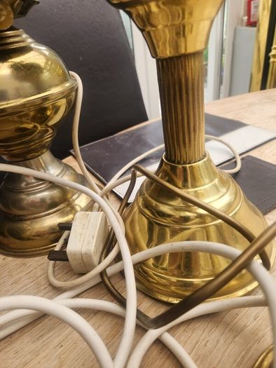 Three oil brass lamps