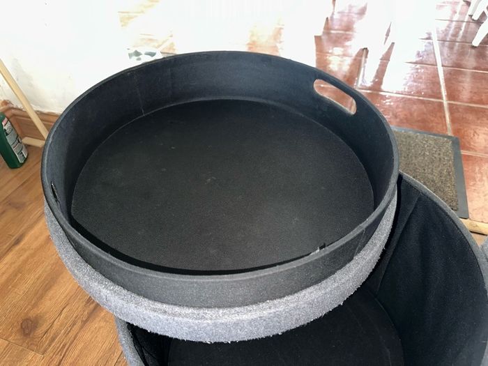 Grey pouffe