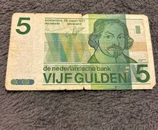 Netherlands 5 Gulden Banknote 1973 Joost van den Vondel Portrait