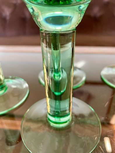 Tall Vintage Artisan Green Wine Water Glasses Sweden 1990s